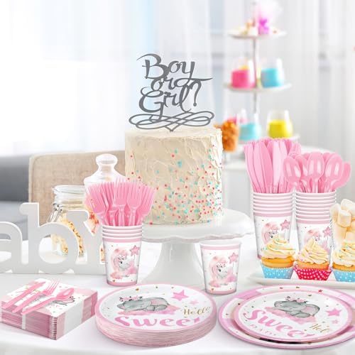 Dandat 350 Pcs Baby Shower Set, Elephant, Pink - Image 5