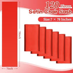 fani 120 PCS Satin Chair Sashes, 7x78 Inch, Red - Image 2