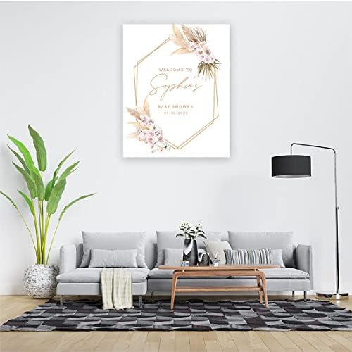 Andaz Press Custom Large Welcome Baby Shower Sign, 16 X 20, Boho Dried Floral Personalized Canvas Welcome Sign Canvas Sign For Baby Sprinkle, Fall Baby Shower Decorations Boho Baby Shower Welcome Sign - Image 3
