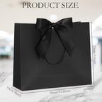 Silkfly 24 Pcs Paper Gift Bags with Handles & Bow Ribbon, Pure Black - Image 2