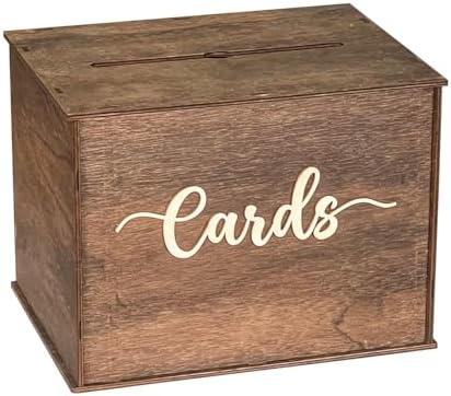 Cregugua Large Card Box 12"x 9"x 9" Rustic Wooden Card box Gifts Card Box for Wedding Birthday Baby Shower Graduation Party by Cregugua