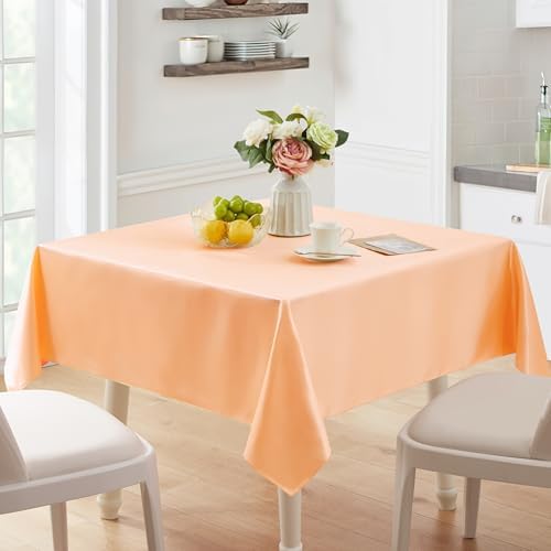 Satin Table Cover Rectangle, 60 x 84 Inches, Peach, 6 Pack - Image 5