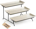 LAUCHUH 3 Tier Serving Trays for Party, Porcelain Tiered Serving Tray Stand by LAUCHUH