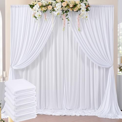 30 ft x 10 ft Wrinkle Free White Backdrop Curtain for Parties, Polyester Photo Backdrop Drapes 6 Panels 5x10ft Curtains for Weddings Birthday Party Photography Background Baby Shower by ENJOYYOURPARTY