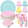 350 Pcs Pastel Disposable Plates and Napkins Tableware Set for 50 Guests by COSINIA