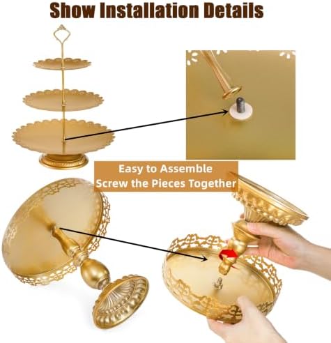 Hacaroa Set of 10 Gold Cake Stand, Metal Dessert Table Display Set Tiered Cupcake Holder, Decorative Candy Fruit Tower Plate Dessert Serving Tray Platter for Wedding, Birthday Party, Baby Shower - Image 4