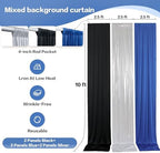 gogoparti 15x10ft Black Blue and Metallic Silver Backdrop Curtains, Wrinkle Free 6 Panels 2.5x10ft Polyester Drapery Panels for Wedding Birthday Party Decoration Supplies - Image 6