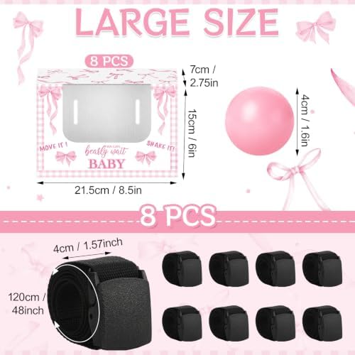 8 Sets Pink Bows Baby Shower Swing Shaking Balls Activity Set for Adults - Image 2