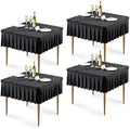 Wish Care 4 Pack Black Spandex Tablecloths for 34x34 Inch Square Tables, Stretch Fitted Table Clothes with Pleated Ruffle Skirt for 34” Table, Wrinkle Free and Elastic, for Party Kitchen Home Dining by WishCare