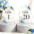 Dusty Blue & Navy Wedding Acrylic Table Number 1-20 with 20Pcs Stands, 5"x7" Floral Elegant Place Card Centerpiece Decorations for Indoor Outdoor Wedding Bridal Shower Anniversary Party by CORNERLACE