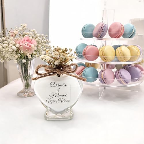 Wedding Favor Guest Bulk, Set of Heart Glass Candle Party with Custom Sticker and Dried Flowers Bridal Party, Baby Shower Gifts (Blue, Set of 150) - Image 5