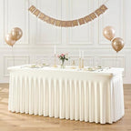 Suppromo 2 Pack Ivory Spandex Tablecloth 6ft Cream Table Cloth Rectangle Stretch Fitted Spandex Table Cover with Skirt for Wedding Birthday Party Banquet Baby Shower Table Cloths - Image 4