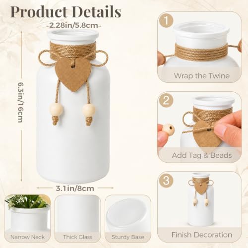 TBWIND Mason Jar Vases for Centerpieces, 12PCS White Glass Flower Vase - Image 2