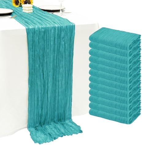 12Pack Teal Green Cheesecloth Table Runner 20x120 inch Gauze Table Runner by Seveups