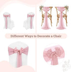 MDS Pack of 25 Chiffon Chair Sashes for Wedding & Event Décor - Dusty Rose - Image 4