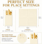 100 Pcs Beige Napkins Disposable Linen Feel Dinner Paper Napkins with Built-in Flatware Pocket, 16"x16" Airlaid Paper Pre-Folded Napkins for Silverware Baby Shower Easter Wedding Birthday Party - Image 3
