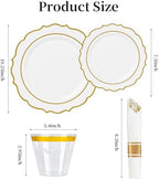 350PCS White Plastic Plates, Plastic Dinnerware Sets for 50 Guests - Image 2