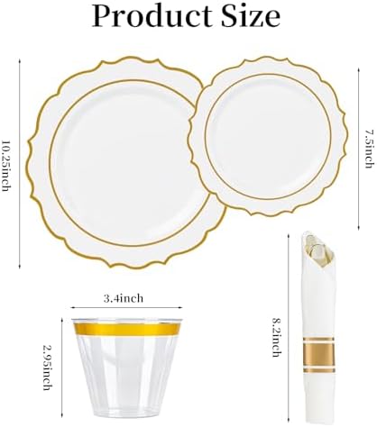 350PCS White Plastic Plates, Plastic Dinnerware Sets for 50 Guests - Image 2