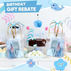 OINETRK 109pcs Baby Shower Prizes for Winners Gifts Baby Shower Favors including Headband Hair Brush Compact Mirror Bath Sponges Powder Puff Hair Tie Claw Makeup Brushes Gift Bag Bridal Shower(Blue) - Image 4