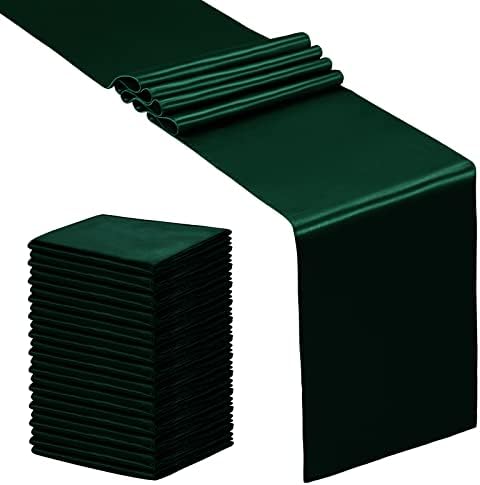 SiinvdaBZX 24 Pcs Green Satin Table Runner 12 x 108 inches Long by SiinvdaBZX