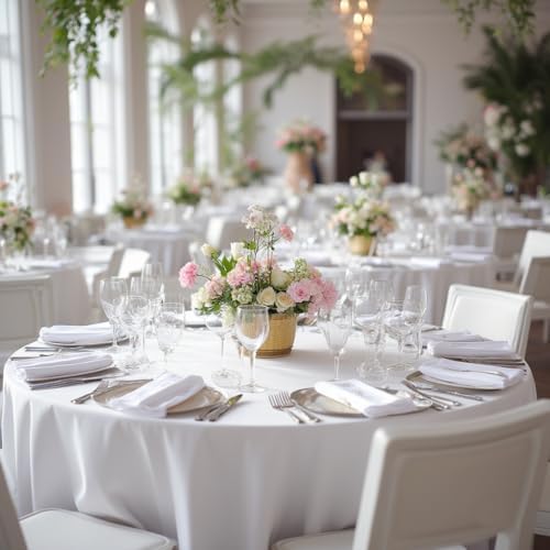 sancua White Round Tablecloth 108 Inch Fit 42-96 Inch Tables, 8 Pack - Image 4