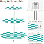 J JOYSAY Chess Checkerboard Grass Green White Print Acrylic Cupcake Stand 3 Tier Dessert Table Display Set Clear Cake Stands for Party Baby Shower Wedding Decorations Easy Assembly Macaron Tower - Image 2