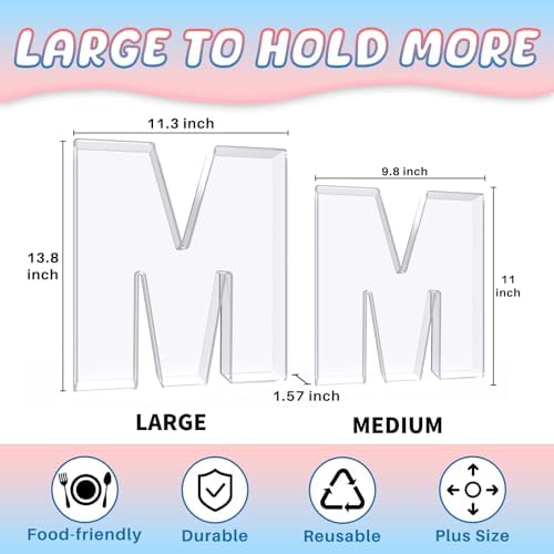 13.8" Extra Large Acrylic Letter Charcuterie Board Box, Reusable Fillable Letter Cake Candy Dish Display Serving Tray for Birthday Anniversary Party Decoration (M) - Image 2