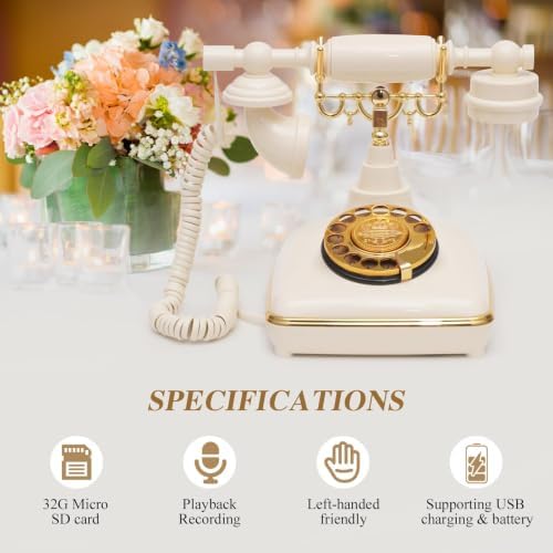 UKBW Audio Guest Book Wedding Phone, Audio Phone Guestbook, Record Audio Messages with Guestbook, Guestbook Alternative for Wedding, Birthday Party, Baby Shower, Anniversary, Engagement(Beige) - Image 2