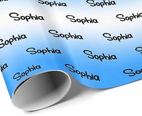 MyPupSocks Personalized Logo Wrapping Paper, Gradient Blue & White Custom Gift Wrapping Paper with Name Text for Teens Women Men Mom Dad Birthday Wedding Happy New Year 58x23 5 Rolls - Image 3