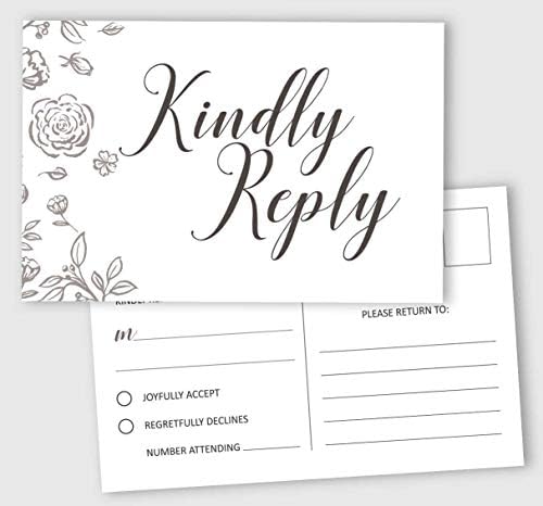 50 Blank RSVP Cards,RSVP Postcards No Envelopes Needed,Floral Print Response Card,RSVP for Wedding,Baby Shower,Bridal Shower by Inkdotpot