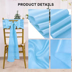 fani Light Bule Satin Chair Straps Bows,60 PCS 7x108 Inch,Chair Sash - Image 3