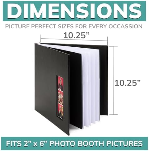 PBF (1 Pack) Photo Booth Album, Guest Book with 2x6 Clear Picture Inserts, Black Cover with Plastic Sleeves & White Pages, Scrapbook Album for Photo Strips, Memory Book, Wedding, and Baby Showers - Image 2