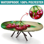 Tempting Cherry Fruit Print Oval Tablecloths Stain and Wrinkle Resistant Washable for Birthday New Year Bachelor Party Graduation Fits for 52" x 70" Oval Table - Image 2