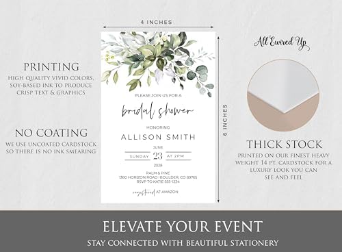 All Ewired Up Greenery Bridal Shower Invitations and Envelopes, Sage Invitation Card, Wedding, Party, Decorations, Eucalyptus Personalized - Image 3