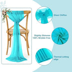 Pack of 25 Chiffon Chair Sashes for Wedding & Event Décor - Peacock Blue - Image 3
