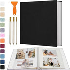 Vienrose Photo Album Self Adhesive 4x6 5x7 3x5 8x10 Scrapbook Album DIY Scrap Book with Metallic Pen 120 Pages Black by Vienrose