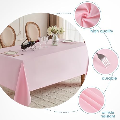 VidaFete Classic Series 2 Pack 90 * 156inch Pink Rectangle Tablecloth - Image 2