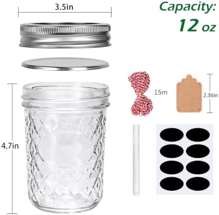 Accguan Glass Mason Jars 16 oz,12 Pack Pickling Jars with Regular Lid - Image 2