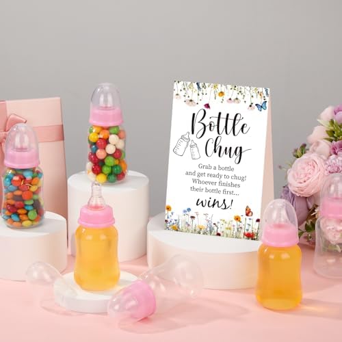 TrelaCo 20 Pcs Bottle Chug Game, Wildflower Baby Shower Favors, Pink - Image 6