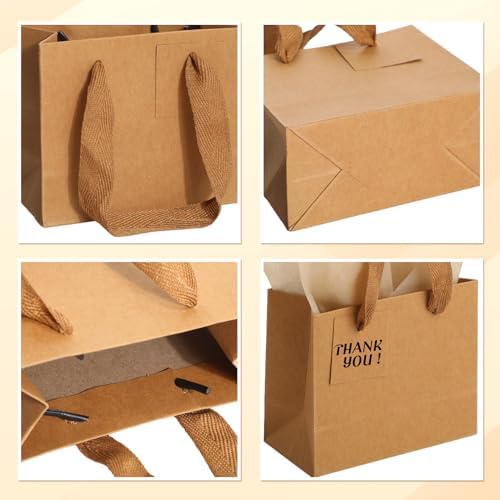 Zhanmai 100 Pcs Mini Gift Bags Bulk, Brown - Image 3