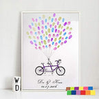 Rustic Wedding Decorations Bicycle with Balloons Painting Canvas DIY Fingerprint Signature Wedding Guest Book Alternative with Ink Pad -60x80cm - Image 4