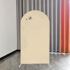 Dark Beige Bee Arch Backdrop Cover 8FT Hexagon Beehive Arch Spandex Cover for Baby Shower Birthday Party Wedding Decoration (No Stand) - Image 2