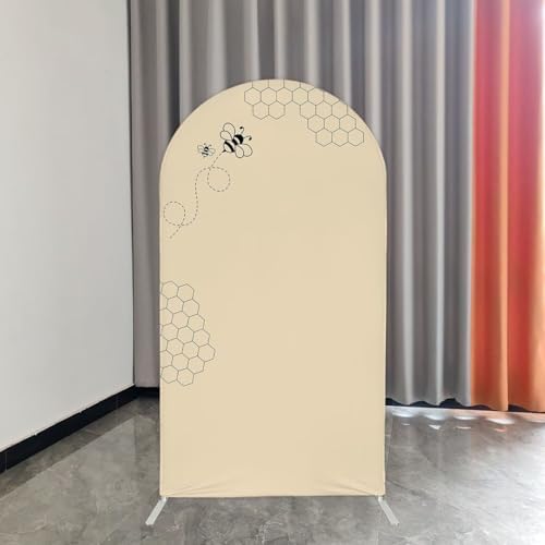 Dark Beige Bee Arch Backdrop Cover 5FT Hexagon Beehive Arch Spandex Cover for Baby Shower Birthday Party Wedding Decoration (No Stand) - Image 2