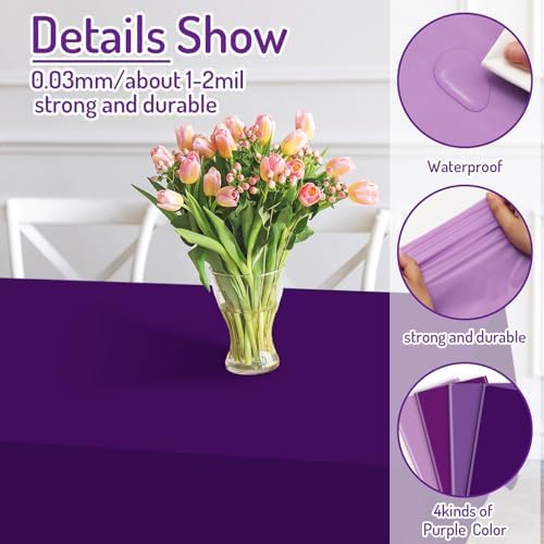 Whaline 16Pcs Purple Plastic Tablecloth 4 Gradient Purple Colors Rectangle Table Cover Waterproof Table Cloth for Halloween Parties Decoration Supplies, 54 x 108 Inch - Image 3