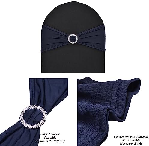 50pcs Navy Blue Spandex Chair Sashes,Durable Workmanship, Stretch Chair Bows for Wedding Party Banquet Event Reception Celebration Baby Shower Birthday Decoration - Image 2