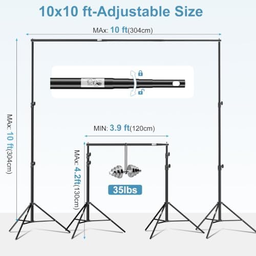 EMART 10x10Ft Heavy Duty Backdrop Stand, Adjustable Banner Stand for Party - Image 4