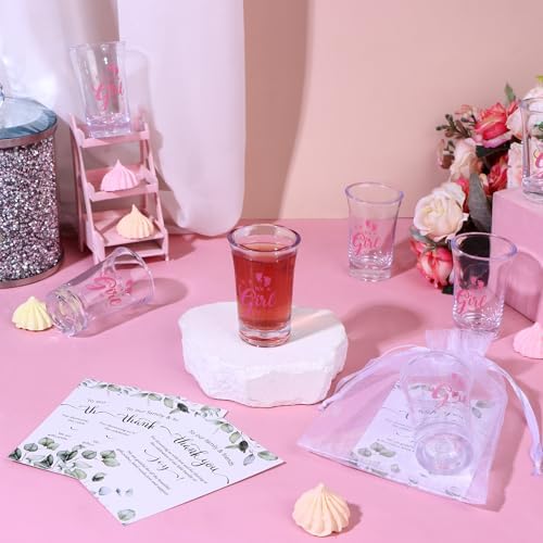 60 Sets Baby Shower Acrylic Shot Glasses It's a Girl Clear Shot Glasses Bulk with Thank You Card Organza Bags Boy Girl Theme Party Gift Tea Party Favor Thank You Gifts for Guests Gender Reveal - Image 5
