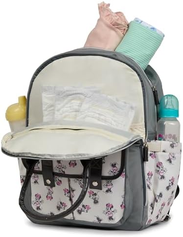 Disney Diaper Bag Backpack with Changing Pad Minnie Mouse – 16” Nylon Baby Bag for Parents, Insulated Bottle Holders, Multiple Storage Pockets - Image 5