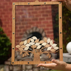 Wedding Guest Book Alternative Drop Box Frame - Rustic Tree Wood Leaves - Image 2