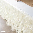 Ivory 9ft Table Skirt With Double Layer Organza - Elegant Wedding, Bridal Shower, Classic Party Decorations - Tutu Skirt for Rectangle Tables - Image 2